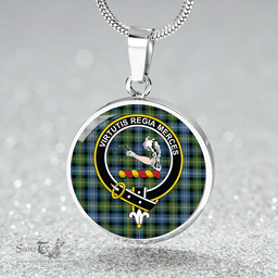 Scottish Dyce Ancient Clan Tartan Circle Necklace - Crest Classic Scottish Plaid Tartan Plaid