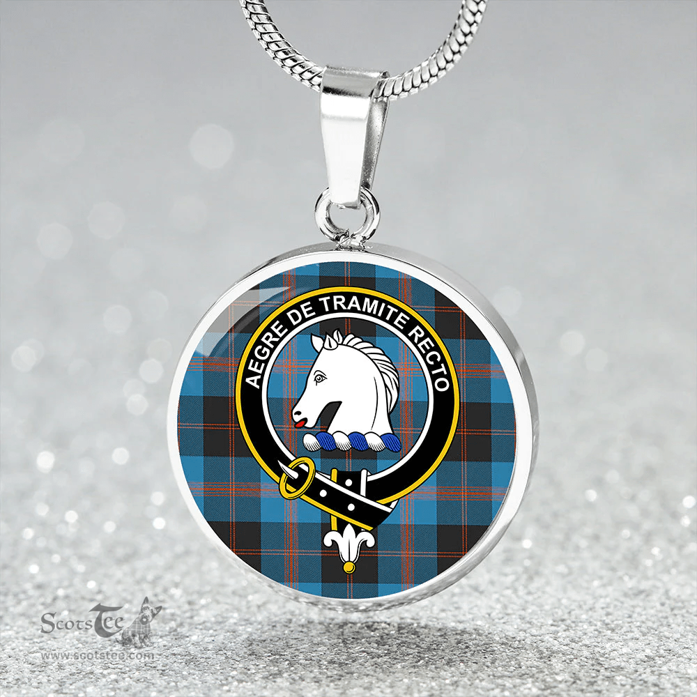 Scottish Horsburgh Clan Tartan Circle Necklace - Crest Classic Scottish Plaid Tartan Plaid