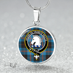 Scottish Horsburgh Clan Tartan Circle Necklace - Crest Classic Scottish Plaid Tartan Plaid