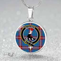 Scottish Glenn (Glen) Ancient Clan Tartan Circle Necklace - Crest Classic Scottish Plaid Tartan Plaid