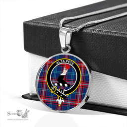 Scottish Glenn (Glen) Modern Clan Tartan Circle Necklace - Crest Classic Scottish Plaid Tartan Plaid
