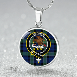 Scottish Graham of Menteith Plaid Modern Clan Tartan Circle Necklace - Crest Classic Scottish Plaid Tartan Plaid
