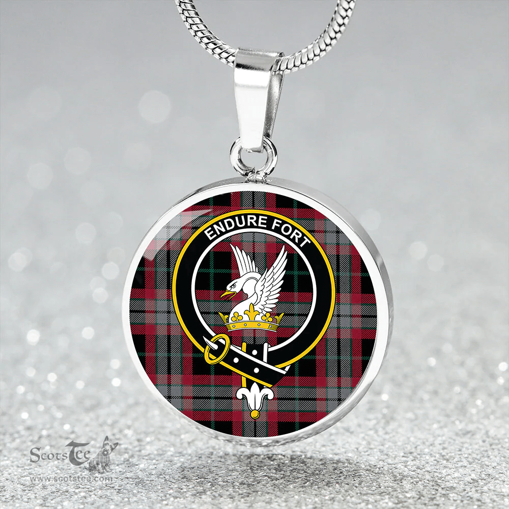 Scottish Lindsay Hunting Modern Clan Tartan Circle Necklace - Crest Classic Scottish Plaid Tartan Plaid