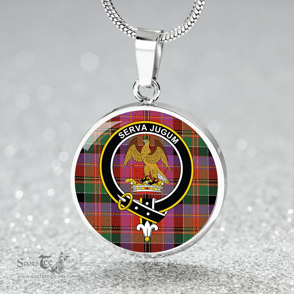 Scottish Leith (Hay #4) Ancient Clan Tartan Circle Necklace - Crest Classic Scottish Plaid Tartan Plaid