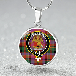 Scottish Leith (Hay #4) Ancient Clan Tartan Circle Necklace - Crest Classic Scottish Plaid Tartan Plaid