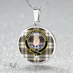 Scottish Lamont Dress (MacLamont Dress) Weathered Clan Tartan Circle Necklace - Crest Classic Scottish Plaid Tartan Plaid