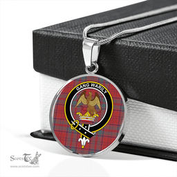 Scottish Drummond Grant Weathered Clan Tartan Circle Necklace - Crest Classic Scottish Plaid Tartan Plaid