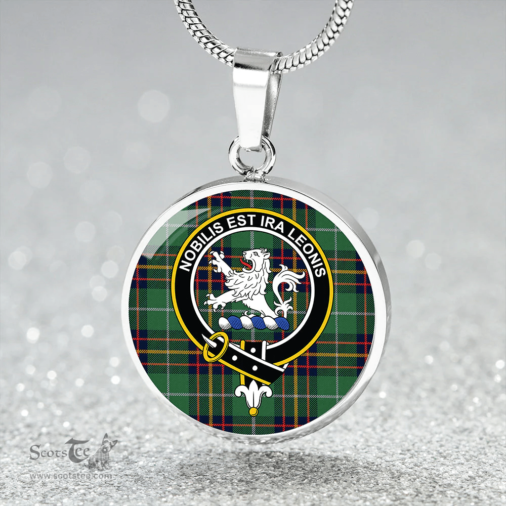 Scottish Inglis Modern Clan Tartan Circle Necklace - Crest Classic Scottish Plaid Tartan Plaid