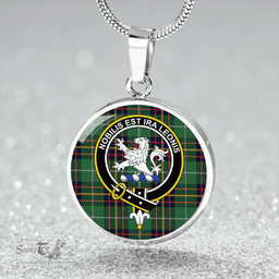Scottish Inglis Modern Clan Tartan Circle Necklace - Crest Classic Scottish Plaid Tartan Plaid