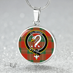 Scottish Lennox Ancient Clan Tartan Circle Necklace - Crest Classic Scottish Plaid Tartan Plaid