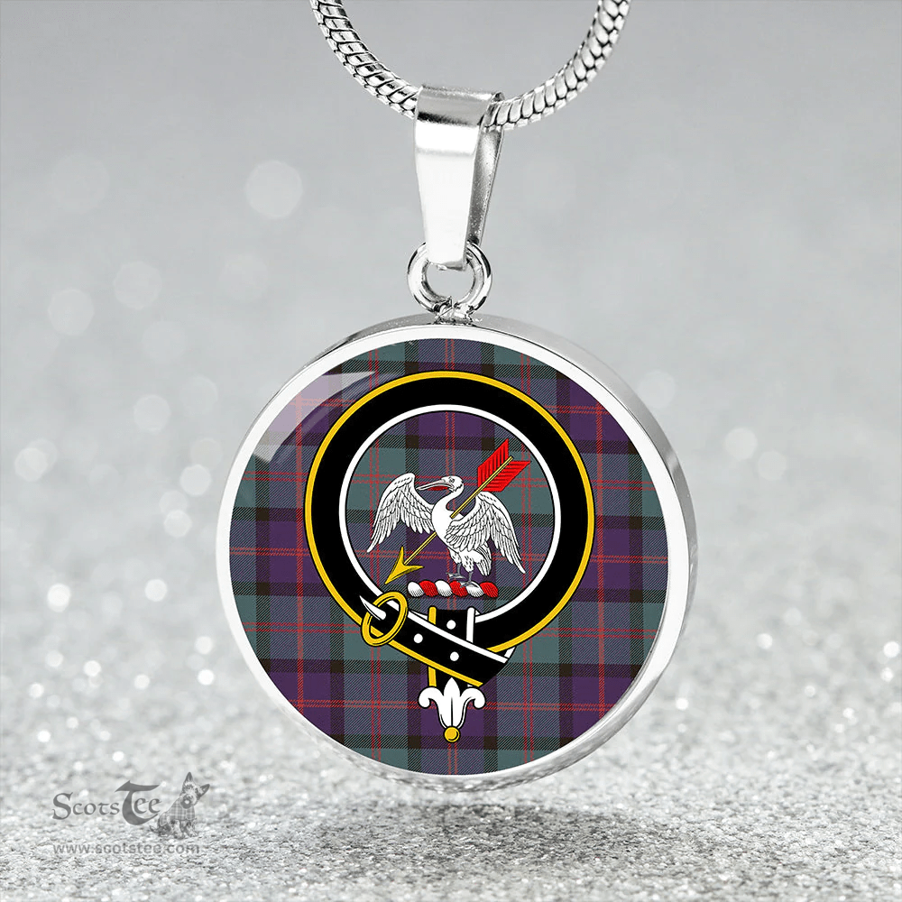Scottish Gammell 1978 Weathered Clan Tartan Circle Necklace - Crest Classic Scottish Plaid Tartan Plaid