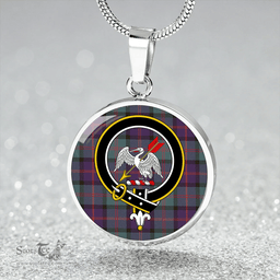 Scottish Gammell 1978 Weathered Clan Tartan Circle Necklace - Crest Classic Scottish Plaid Tartan Plaid
