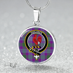 Scottish Lang (Laing) Ancient Clan Tartan Circle Necklace - Crest Classic Scottish Plaid Tartan Plaid