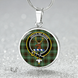 Scottish Forbes of Druinnor Ancient Clan Tartan Circle Necklace - Crest Classic Scottish Plaid Tartan Plaid