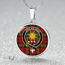 Scottish Kerr Modern Clan Tartan Circle Necklace - Crest Classic Scottish Plaid Tartan Plaid
