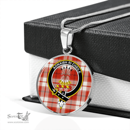 Scottish Cameron Hose #2 Ancient 2 Clan Tartan Circle Necklace - Crest Classic Scottish Plaid Tartan Plaid