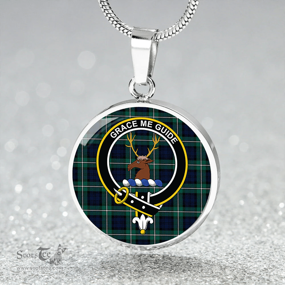 Scottish Forbes Modern Clan Tartan Circle Necklace - Crest Classic Scottish Plaid Tartan Plaid