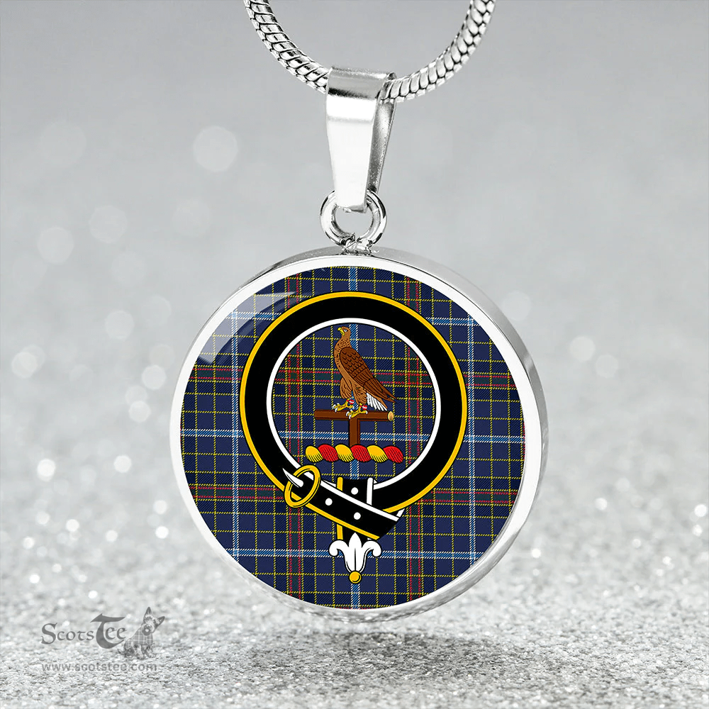 Scottish Knox Clan Tartan Circle Necklace - Crest Classic Scottish Plaid Tartan Plaid