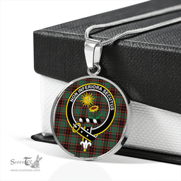 Scottish Buchan Ancient Clan Tartan Circle Necklace - Crest Classic Scottish Plaid Tartan Plaid