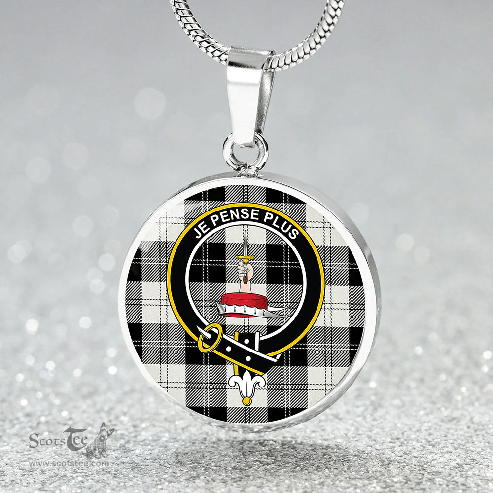 Scottish Erskine Black & White Clan Tartan Circle Necklace - Crest Classic Scottish Plaid Tartan Plaid