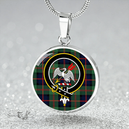 Scottish Gammell 1978 Modern Clan Tartan Circle Necklace - Crest Classic Scottish Plaid Tartan Plaid