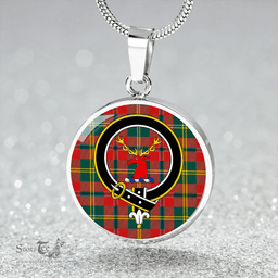 Scottish Hutcheson Modern Clan Tartan Circle Necklace - Crest Classic Scottish Plaid Tartan Plaid