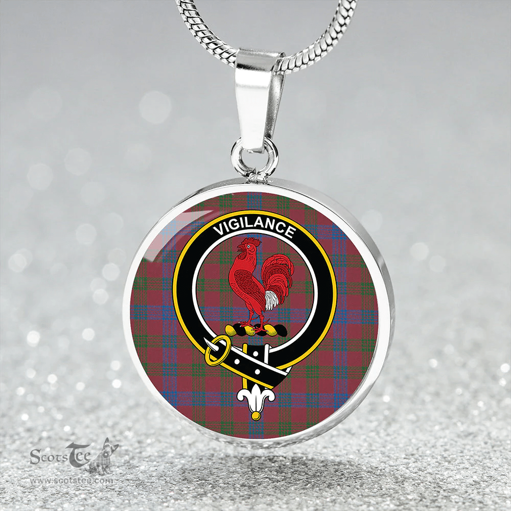 Scottish Laing Artefact (Lang Artefact) Ancient Clan Tartan Circle Necklace - Crest Classic Scottish Plaid Tartan Plaid