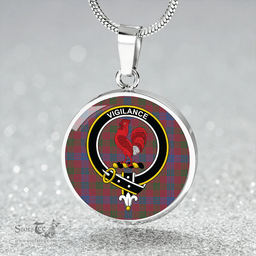 Scottish Laing Artefact (Lang Artefact) Ancient Clan Tartan Circle Necklace - Crest Classic Scottish Plaid Tartan Plaid