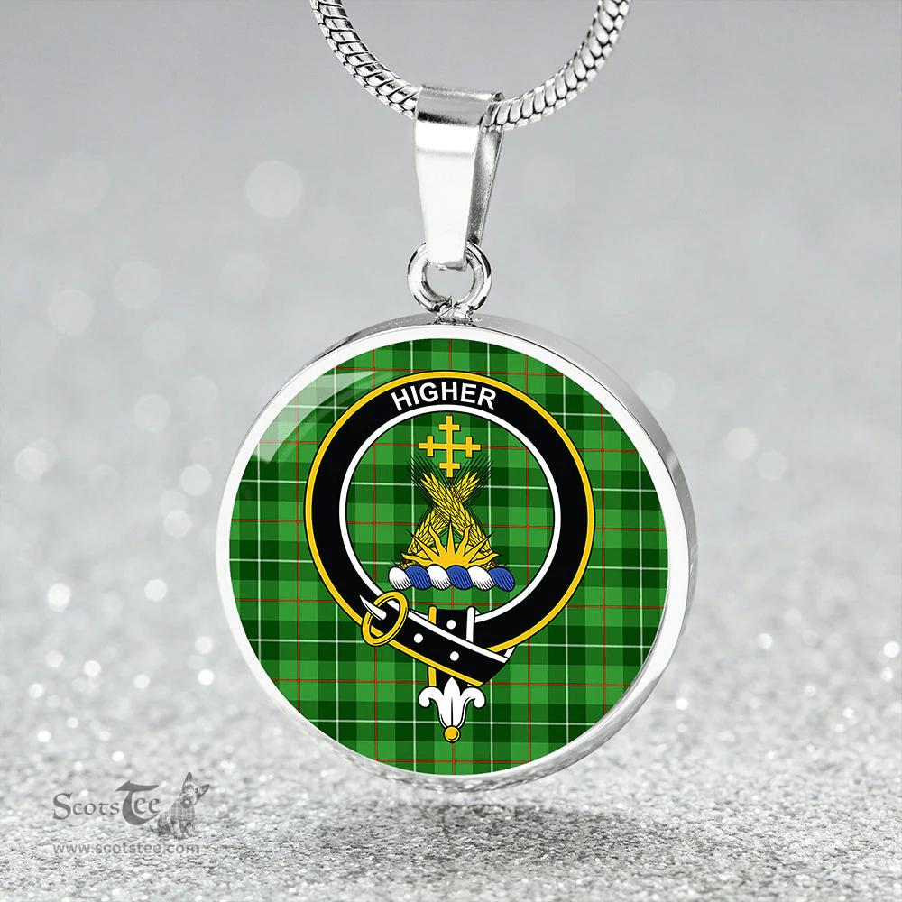 Scottish Galloway District Clan Tartan Circle Necklace - Crest Classic Scottish Plaid Tartan Plaid
