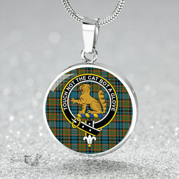 Scottish Gillies Ancient Clan Tartan Circle Necklace - Crest Classic Scottish Plaid Tartan Plaid