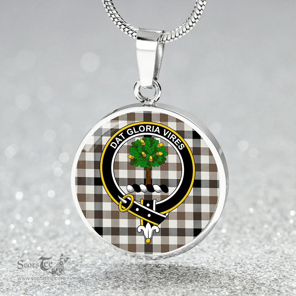 Scottish Hogg Ancient Clan Tartan Circle Necklace - Crest Classic Scottish Plaid Tartan Plaid