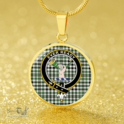 Scottish Burns Heritage Check Ancient Clan Tartan Circle Necklace - Crest Classic Scottish Plaid Tartan Plaid