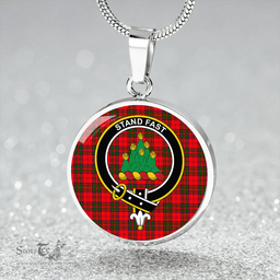 Scottish Grant Modern Clan Tartan Circle Necklace - Crest Classic Scottish Plaid Tartan Plaid
