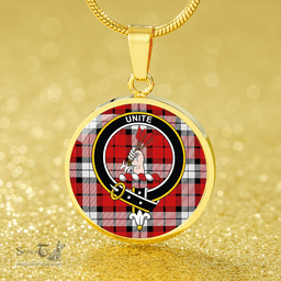Scottish Brodie Dress Clan Tartan Circle Necklace - Crest Classic Scottish Plaid Tartan Plaid