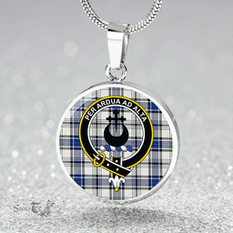 Scottish Hannay (Haney) (Hanna of Sorbie) Modern Clan Tartan Circle Necklace - Crest Classic Scottish Plaid Tartan Plaid
