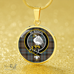Scottish Campbell of Cawdor Weathered 2 Clan Tartan Circle Necklace - Crest Classic Scottish Plaid Tartan Plaid