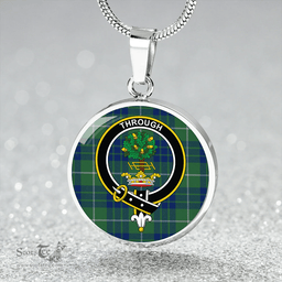Scottish Hamilton Hunting Modern Clan Tartan Circle Necklace - Crest Classic Scottish Plaid Tartan Plaid