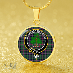 Scottish Cooper Modern Clan Tartan Circle Necklace - Crest Classic Scottish Plaid Tartan Plaid