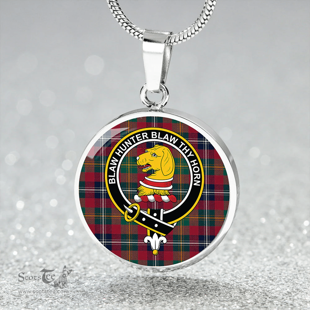 Scottish Forrester Modern Clan Tartan Circle Necklace - Crest Classic Scottish Plaid Tartan Plaid