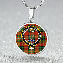 Scottish Gillespie Ancient Clan Tartan Circle Necklace - Crest Classic Scottish Plaid Tartan Plaid