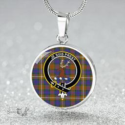 Scottish Fraser Hunting Modern Clan Tartan Circle Necklace - Crest Classic Scottish Plaid Tartan Plaid