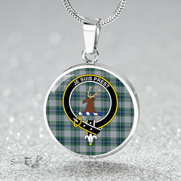 Scottish Fraser Arisaid Green Clan Tartan Circle Necklace - Crest Classic Scottish Plaid Tartan Plaid