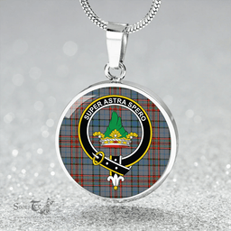 Scottish Gayre Hunting Ancient Clan Tartan Circle Necklace - Crest Classic Scottish Plaid Tartan Plaid