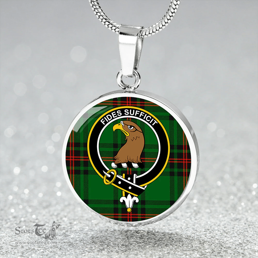 Scottish Halkett Clan Tartan Circle Necklace - Crest Classic Scottish Plaid Tartan Plaid