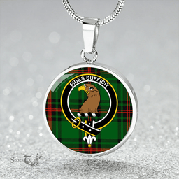 Scottish Halkett Clan Tartan Circle Necklace - Crest Classic Scottish Plaid Tartan Plaid