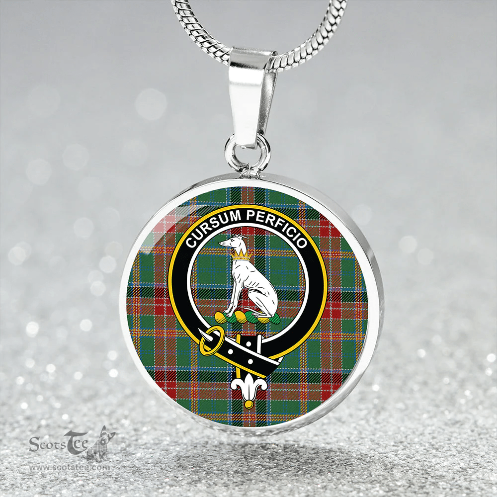 Scottish Hunter Old Modern Clan Tartan Circle Necklace - Crest Classic Scottish Plaid Tartan Plaid