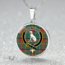 Scottish Hunter Old Modern Clan Tartan Circle Necklace - Crest Classic Scottish Plaid Tartan Plaid
