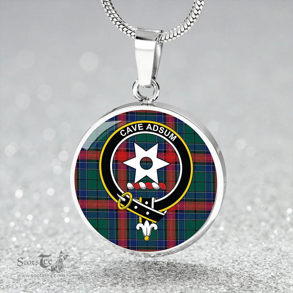Scottish Jardine Dress Modern Clan Tartan Circle Necklace - Crest Classic Scottish Plaid Tartan Plaid