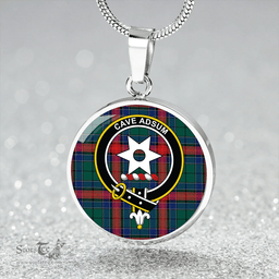 Scottish Jardine Dress Modern Clan Tartan Circle Necklace - Crest Classic Scottish Plaid Tartan Plaid