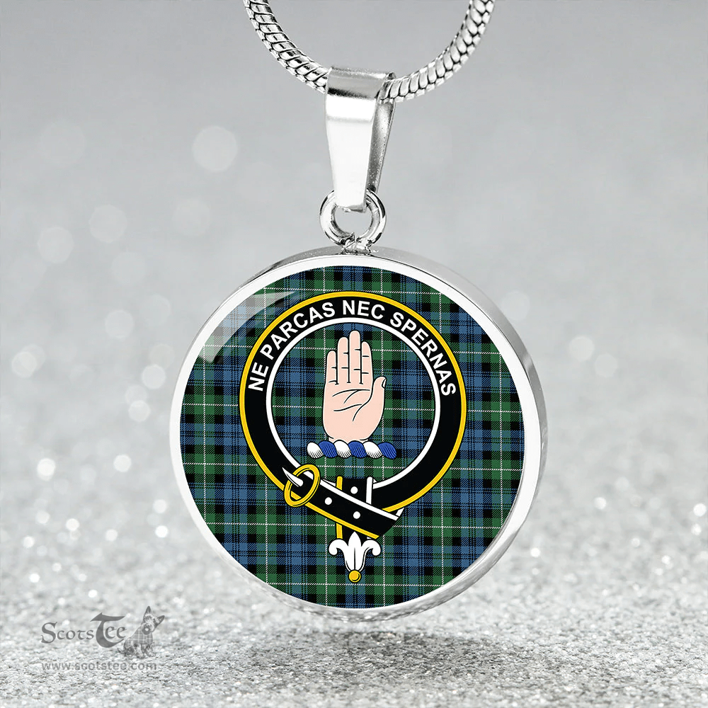 Scottish Lamont Ancient Clan Tartan Circle Necklace - Crest Classic Scottish Plaid Tartan Plaid